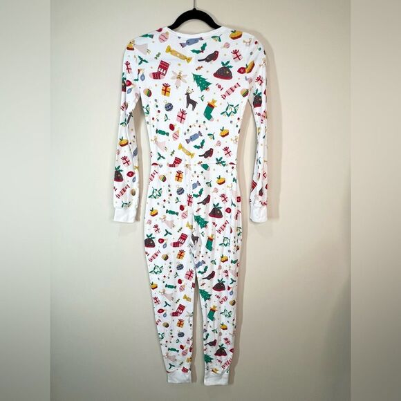 Mini Boden Button Front One Piece Christmas Holiday Pajamas 13 Y - Picture 6 of 9